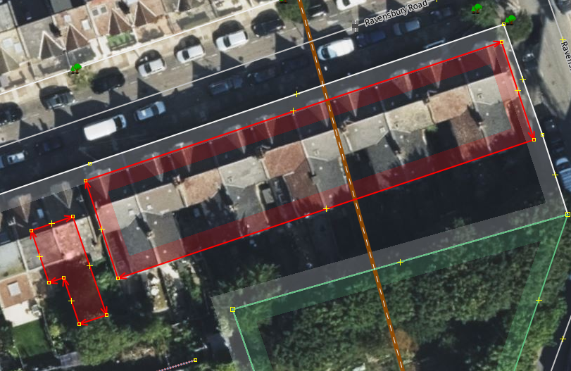 Screenshot of rectangular outline and template selected